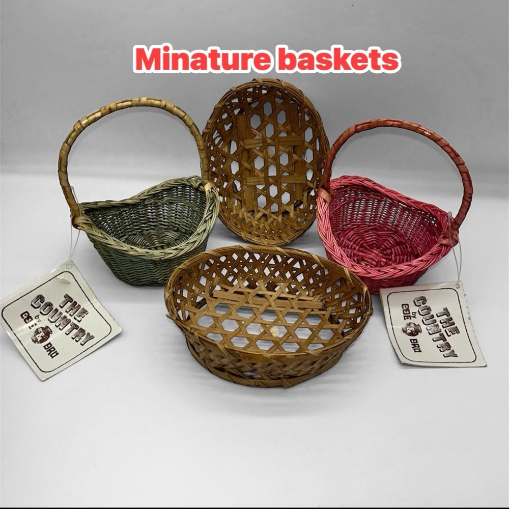 Vintage Set of 4 The Country by Coe & Dru Woven Wicker Easter Baskets Mini Boho